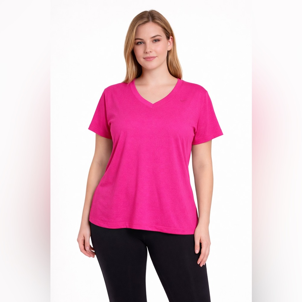 Nike Dri-FIT V-Neck‎ Athletic Tee Hot Pink Women’s Size M